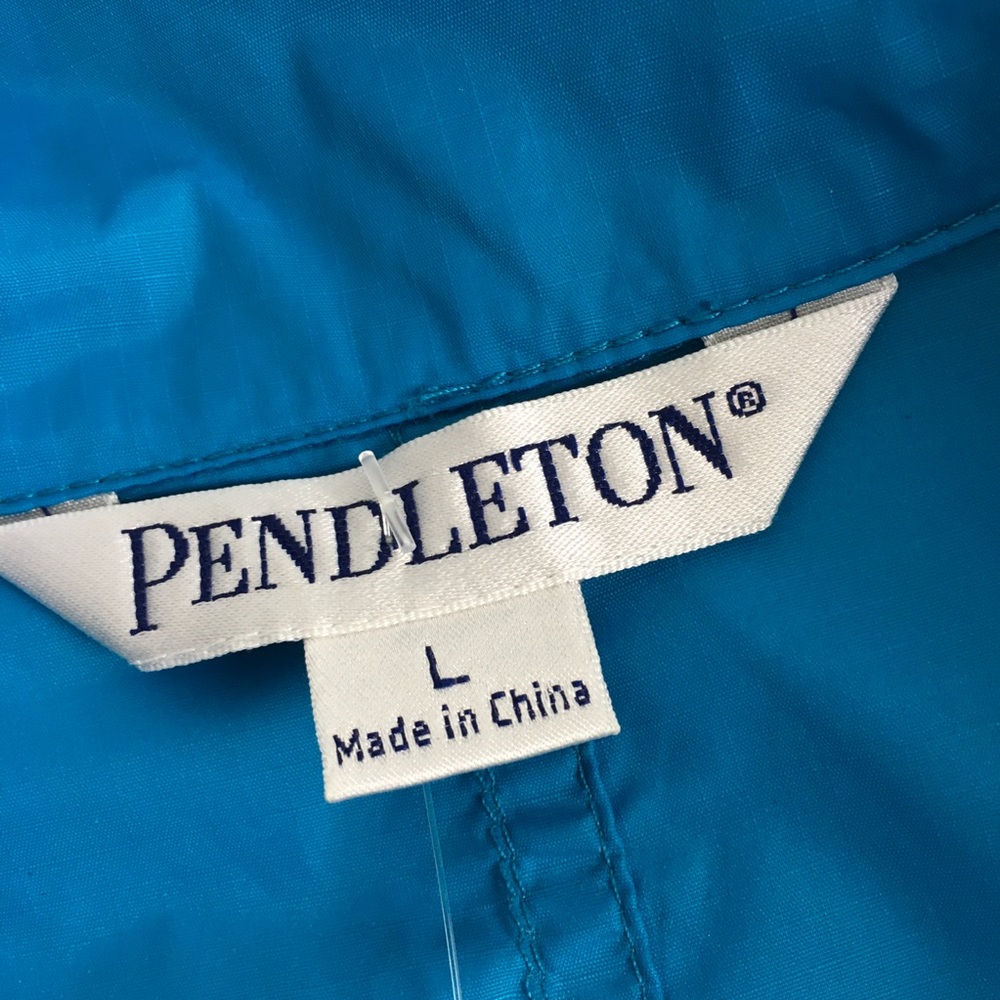 Pendleton Lightweight Windbreaker Rain Jacket Aqua Jacket Sz L - Picture 4 of 11